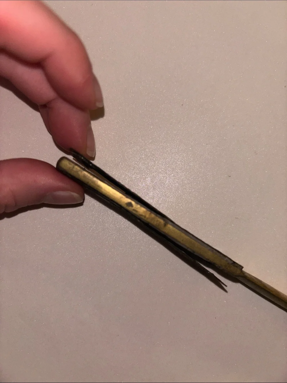 ⚜️ Vintage Chinese Brass-Toned Letter Opener w/ Floral Enamel inlay